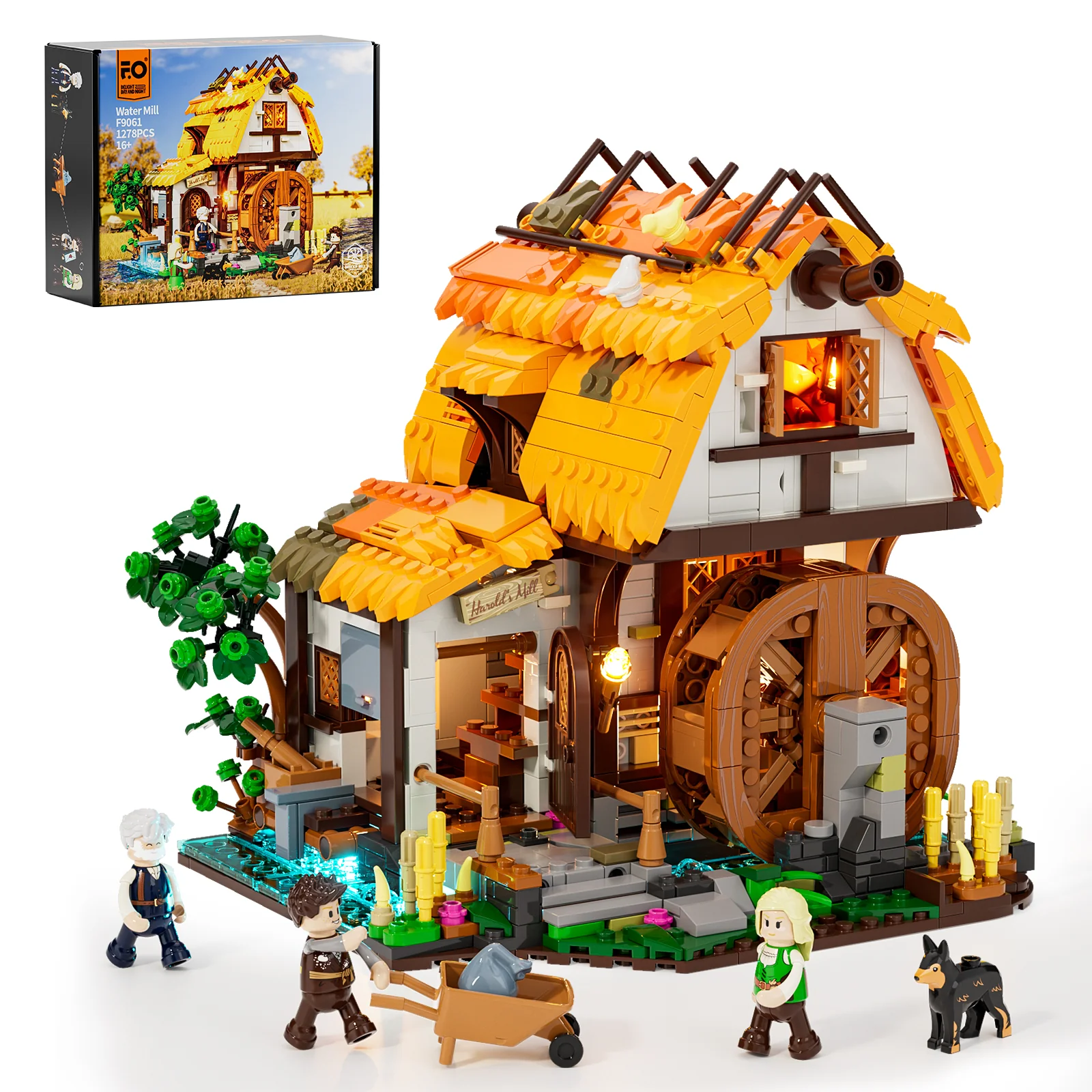F9061_Medieval Water Mill_Mittelalterlicher Wassermühle_lumibricks_lightbricks1