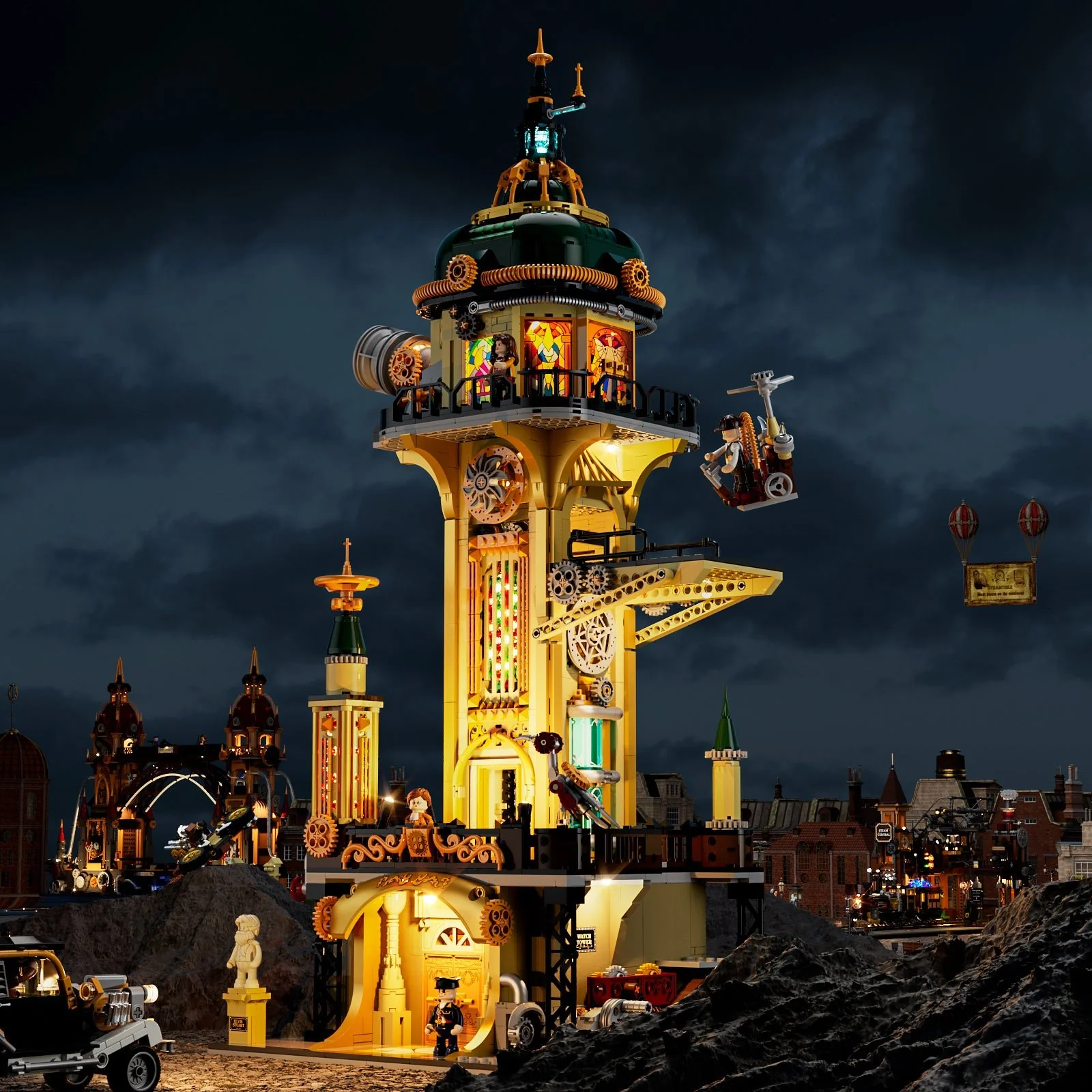 F9070_Steampunk Watch Tower_Steampunk-Wachturm_Lumibricks_lightbricks2